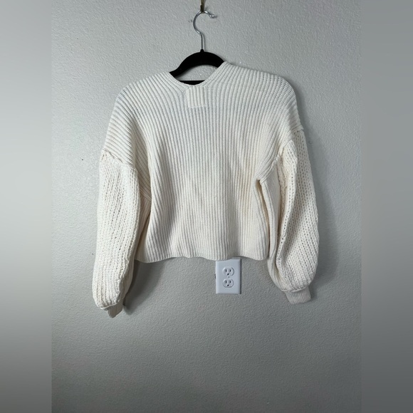 Free people vanguard chunky knit oversized bubble sleeve cream sweater XS - Picture 4 of 8